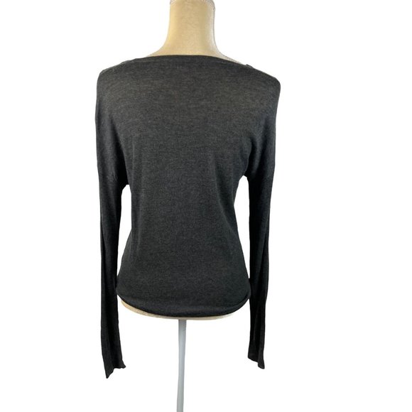 Madewell Shirt Sweater Grey Long Sleeves Knotted Front Tie Medium - Picture 2 of 6